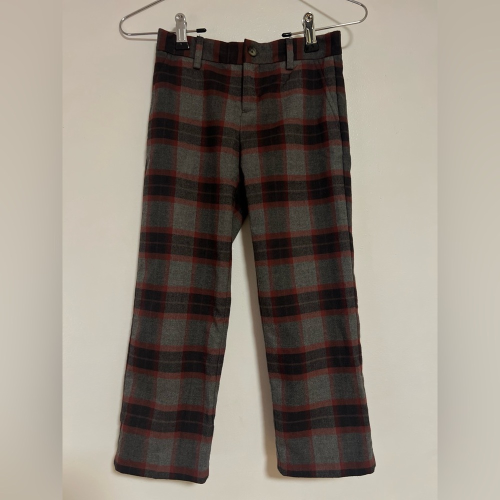 Janie And Jack Boys Holiday Festive Dress Pants Plaid Fully Lined Adjust Waist 5